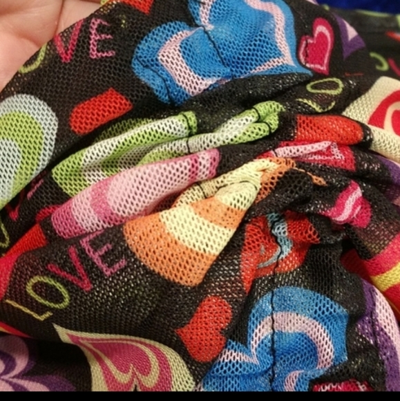 Love Heart Lettuce Trim Mesh Skirt Attached Panty Swimsuit Cover-up Med - Picture 8 of 13